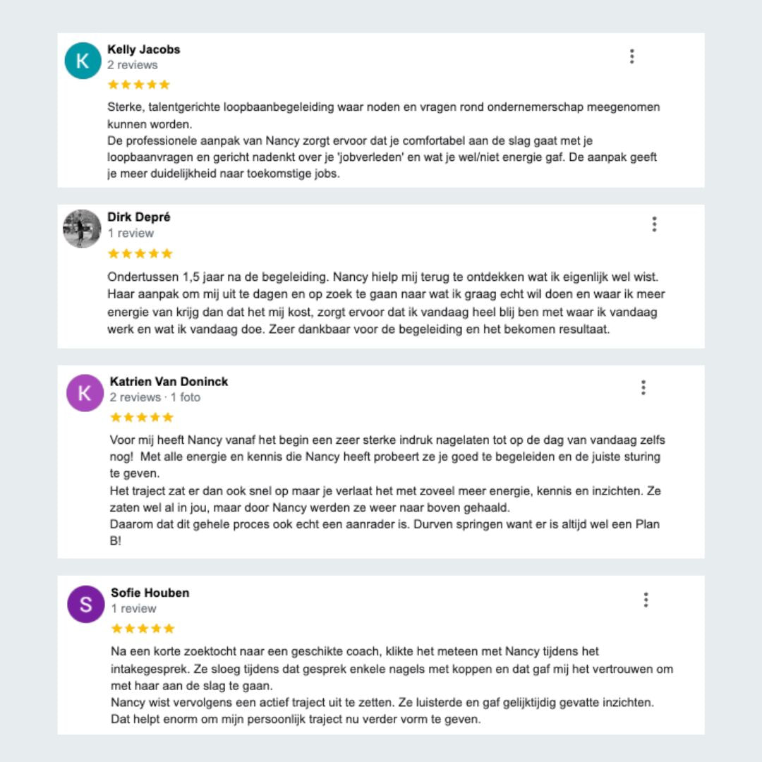 Loopbaanbegeleiding Hasselt screenshots google reviews deel 3